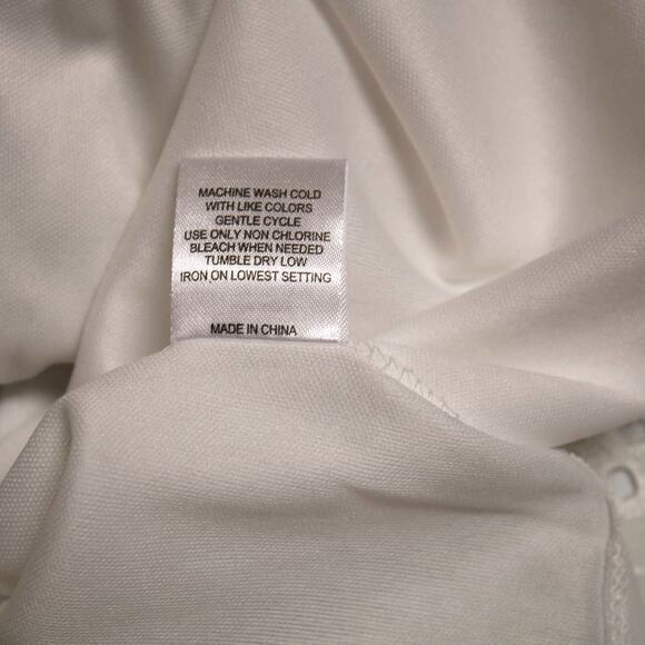 Crystal Doll White Eyelet Flutter Sleeve Shift Mini Dress Pleated Crochet Size M - Picture 11 of 14